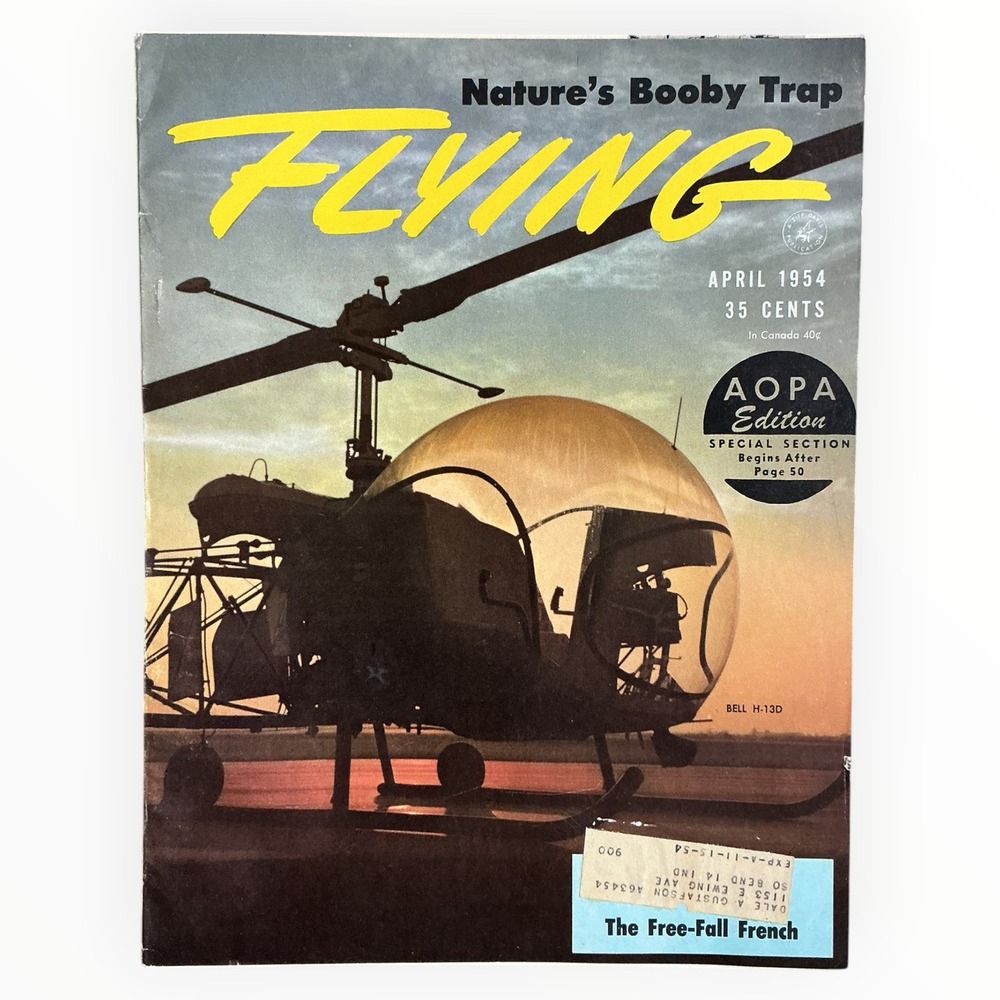 Flying Magazine April 1954 Bell H 13D Helicopter Natures Booby Trap AOPA